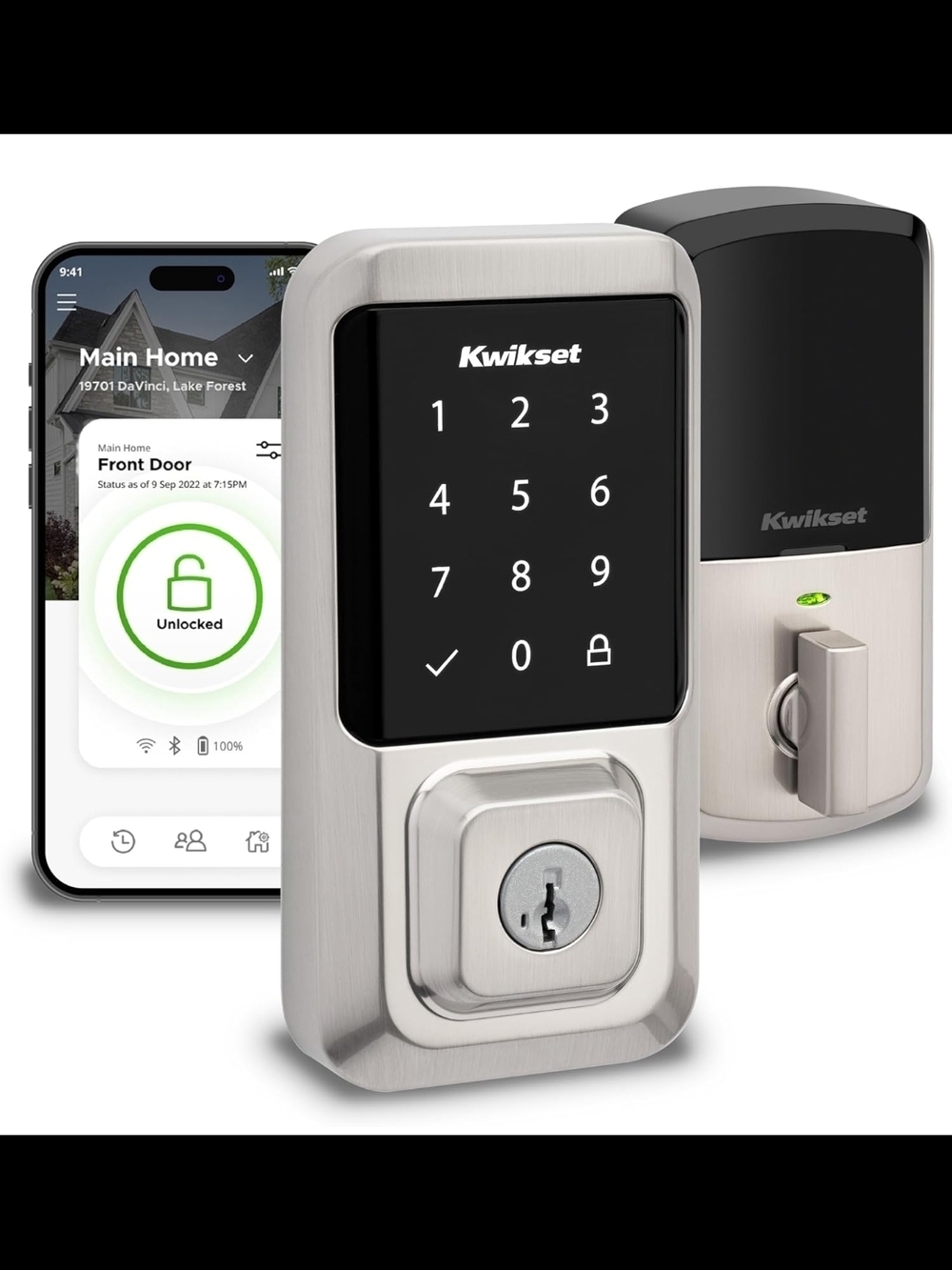 Kwikset Halo Wi-Fi Smart Lock, Keyless Entry Door Deadbolt Geofence Auto-Unlock